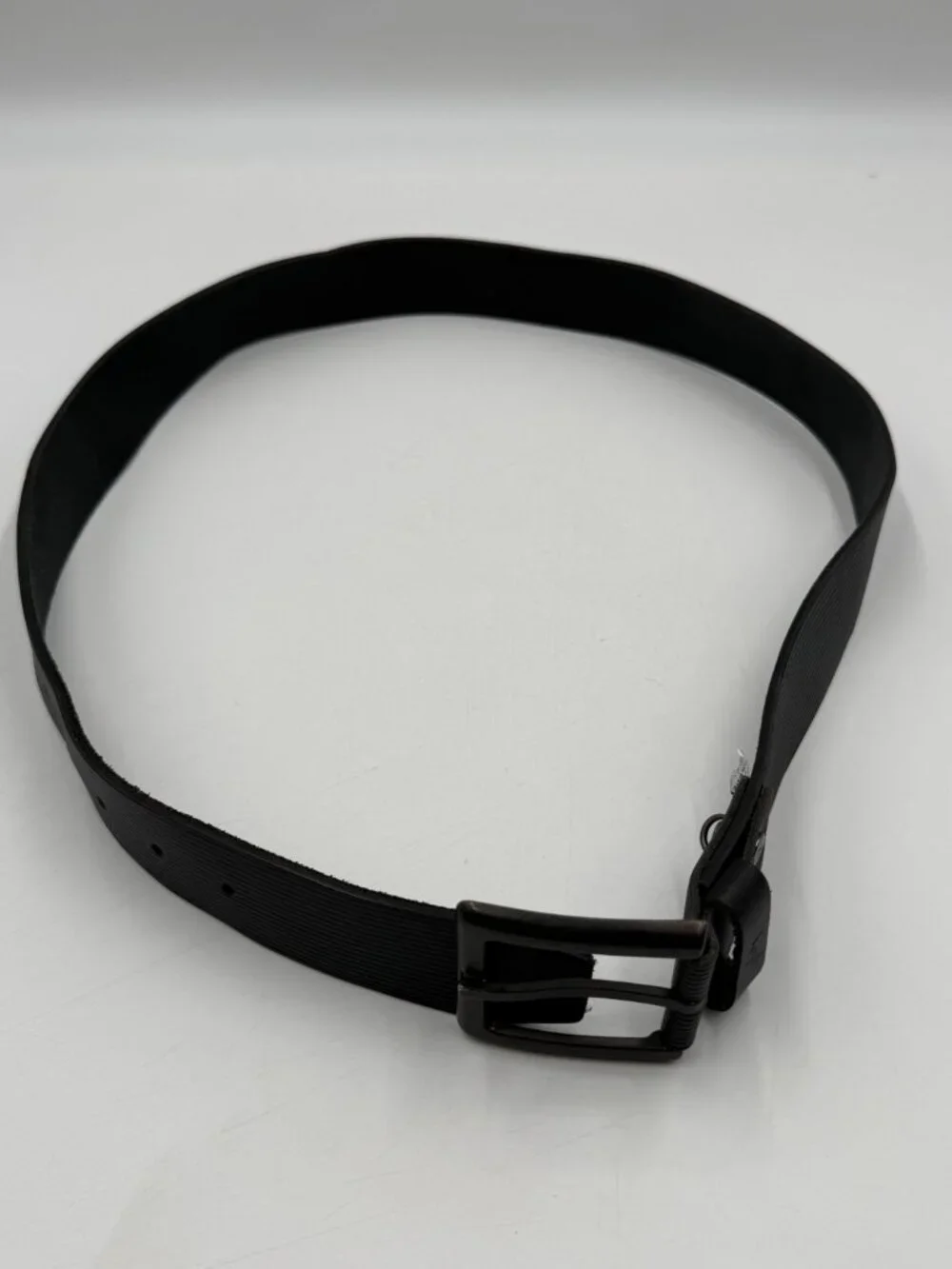 Velez Ribbed Textured Leather Belt Size 32 Black Dress Work 1.5